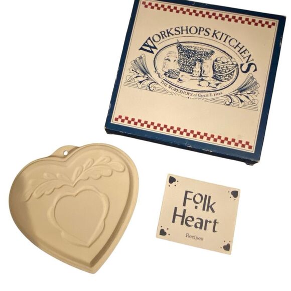 NEW Workshops kitchens Gerald E Henn ceramic folk heart cookie mold cottage core - Picture 3 of 5